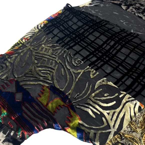 Anthropologie Floreat Velvet Burnout Muse Kimono Top O/S Patchwork Open‎ Front - Picture 8 of 12